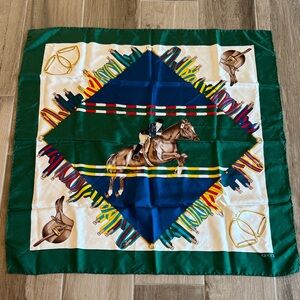 Gucci vintage Multicolor Equestrian Horse Dressage Silk Scarf